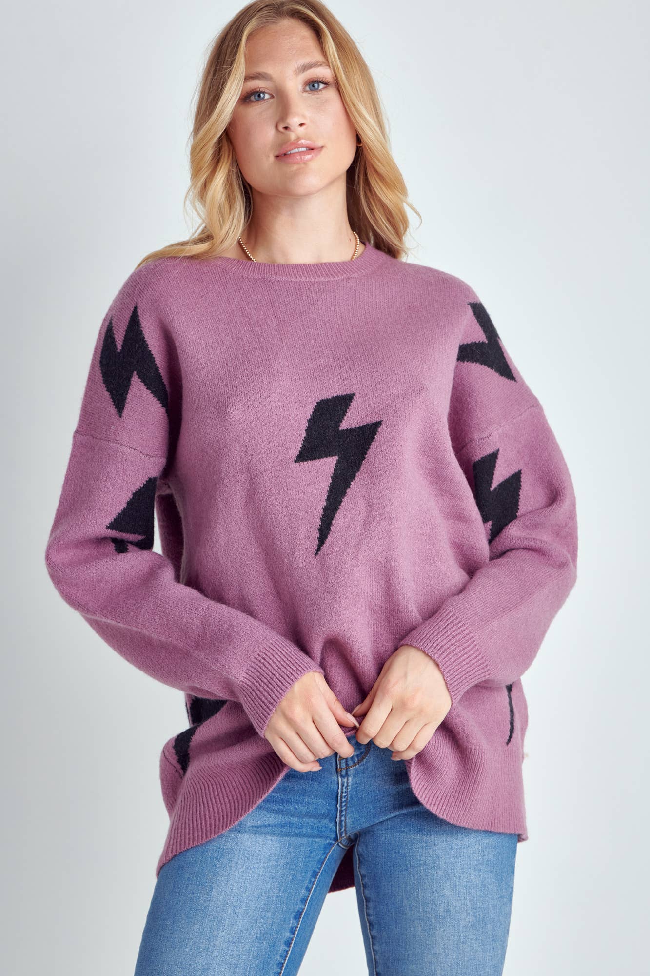 JADE BY JANE - Wholesale Knit Sweater - Women's - BOLT LONG SLEEVE CREW NECK SWEATER11