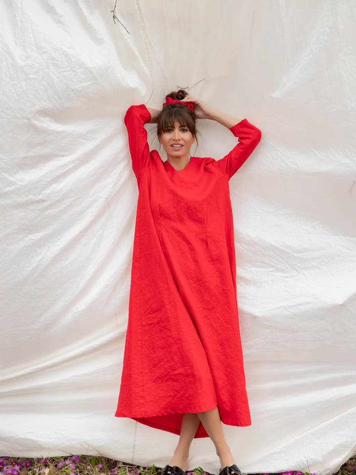 Vestido largo amplio y elegante con bolsillos | GALI | para venta al por mayor de ADEPTT