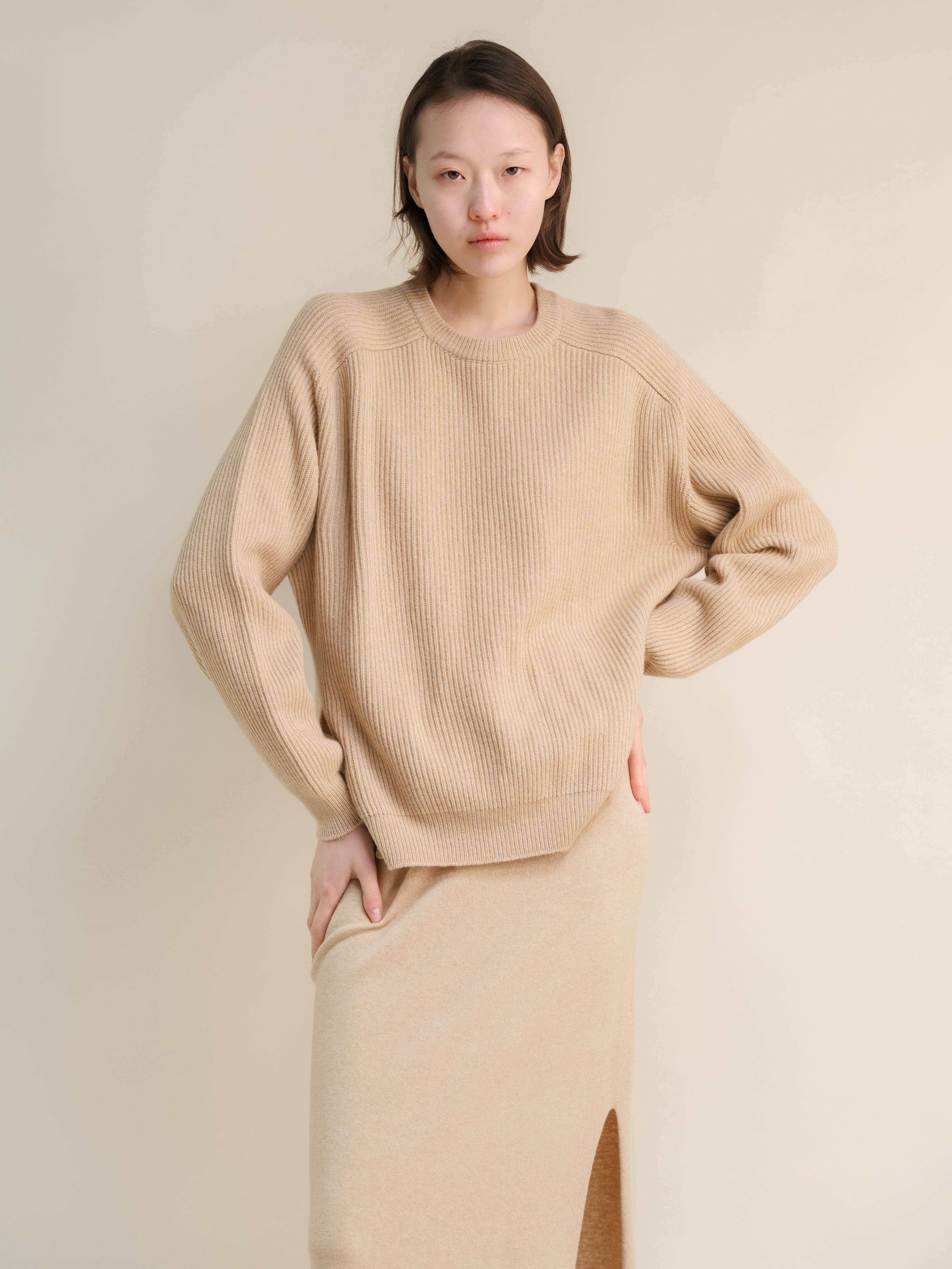 Lèmme - Wholesale Knit Sweater - Women's - Cashmere Mix Crewneck Ribbed Sweater with Lateral Slits28