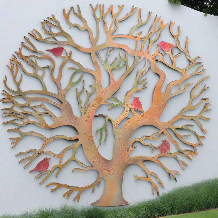 Marissa's Gifts - Wholesale Wall Accent - Tree of life bronze with peeling colourful effect wall art for outdoors and indoors 60cm