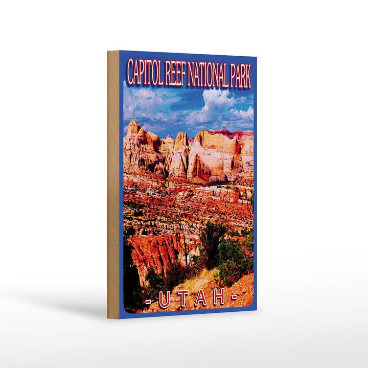 Cartello in legno 12x18 cm Parco Nazionale Capitol Reef Utah per la vendita all'ingrosso da parte di Femer