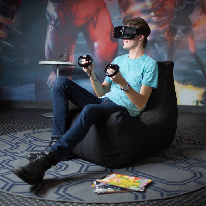 LuvU - Wholesale Chair - Jaxx Pixel Gamer Bean Bag Chair, Premium Vinyl / Dark Denim14