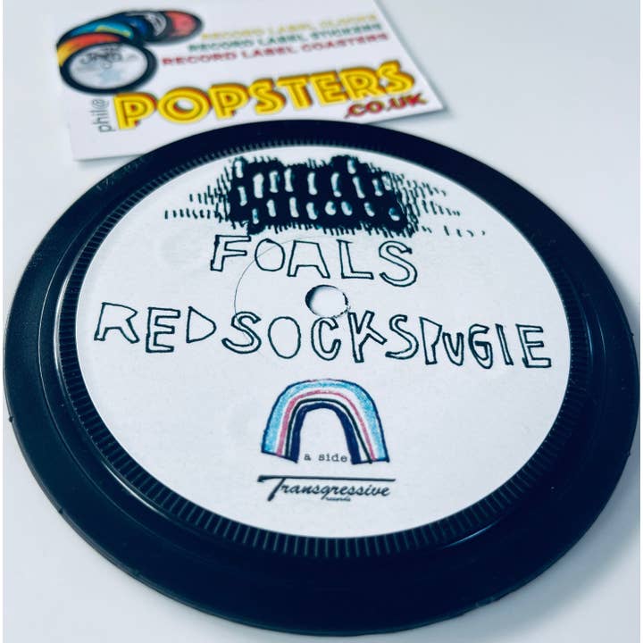 Popsters – wholesale Coasters – Foals - ‘Red Socks Pugie’. Record Label Coaster. Popsters.