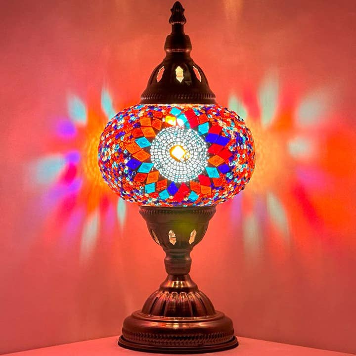 SILVERFEVER Mosaic Turkish Table Lamp 13" H Rainbow Sunflwr for wholesale by Silver Fever