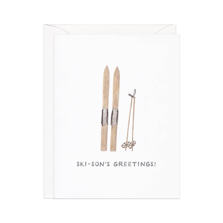 Amy Zhang - Wholesale Season's Greetings Card - Ski-son's Greetings — Winter Pun Christmas Card1