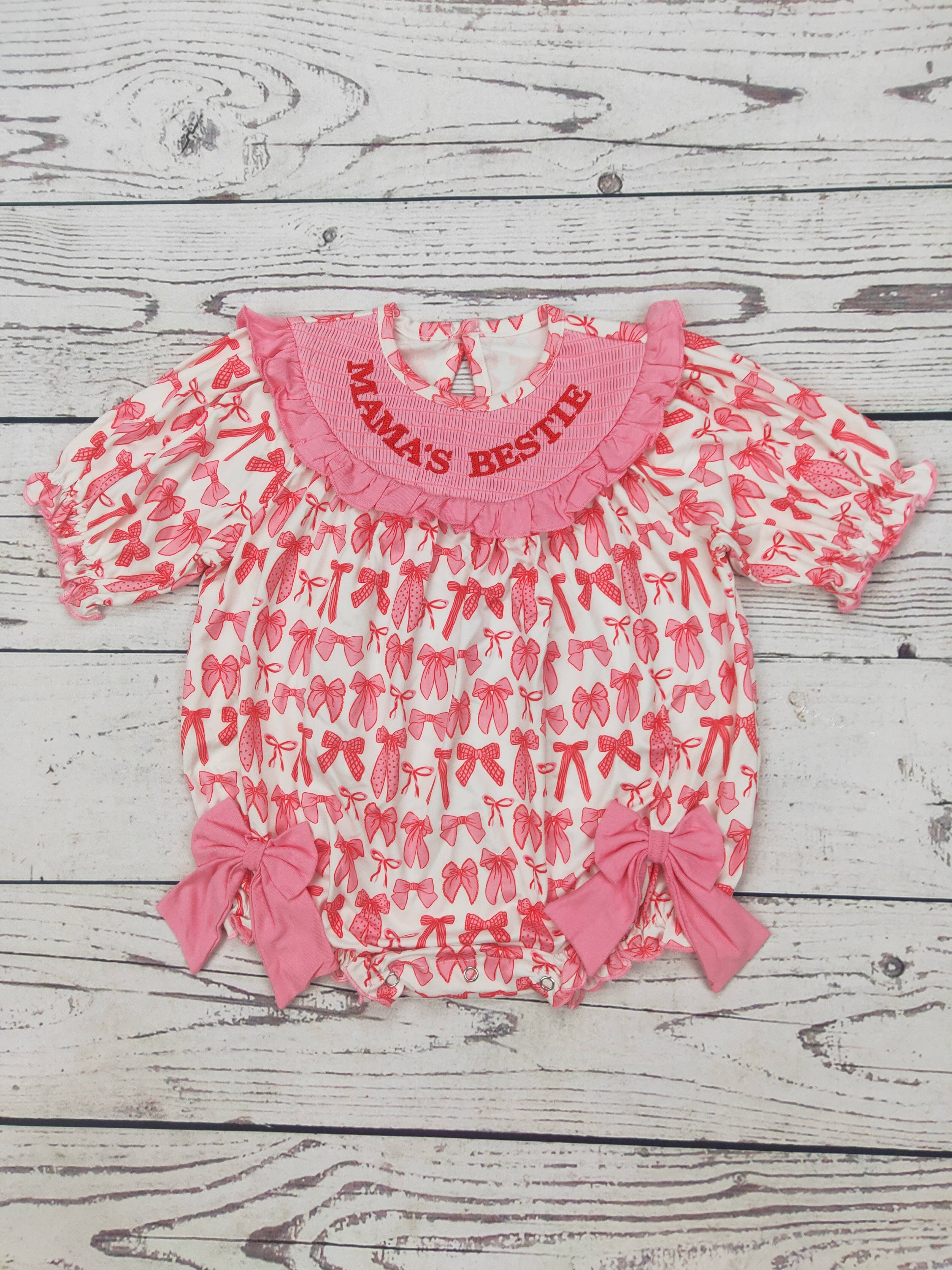 sassy kids palace - Wholesale Bodysuit (Non-Footed) - Baby - Mama's Bestie Smocked Bubble