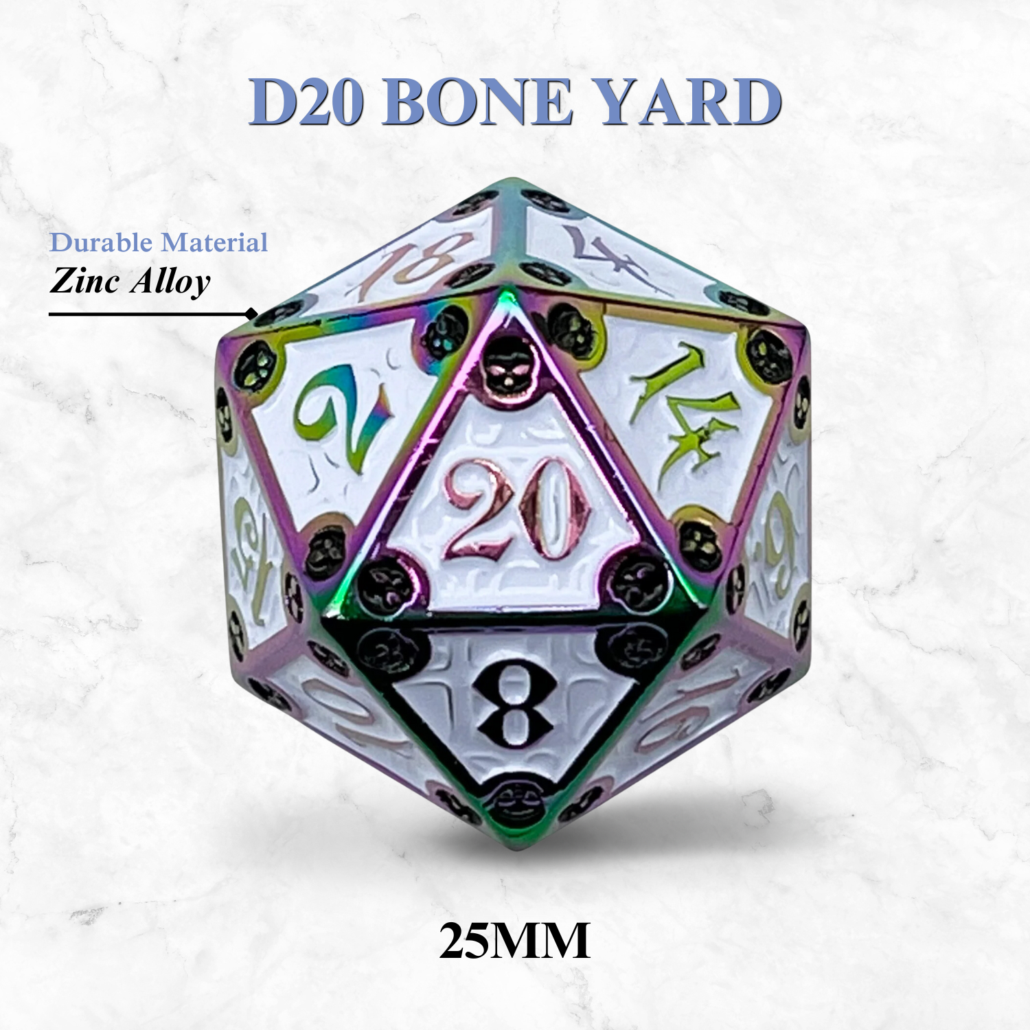 Norse Foundry - Vente Dé - Dungeon Delve Runestones™ - D20 de 25 mm - Bone Yard1