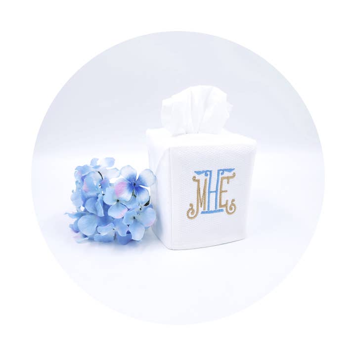 THE ROYALTY COLLECTION - Wholesale Tissue Box - White Cotton Pique Tissue Box Cover1
