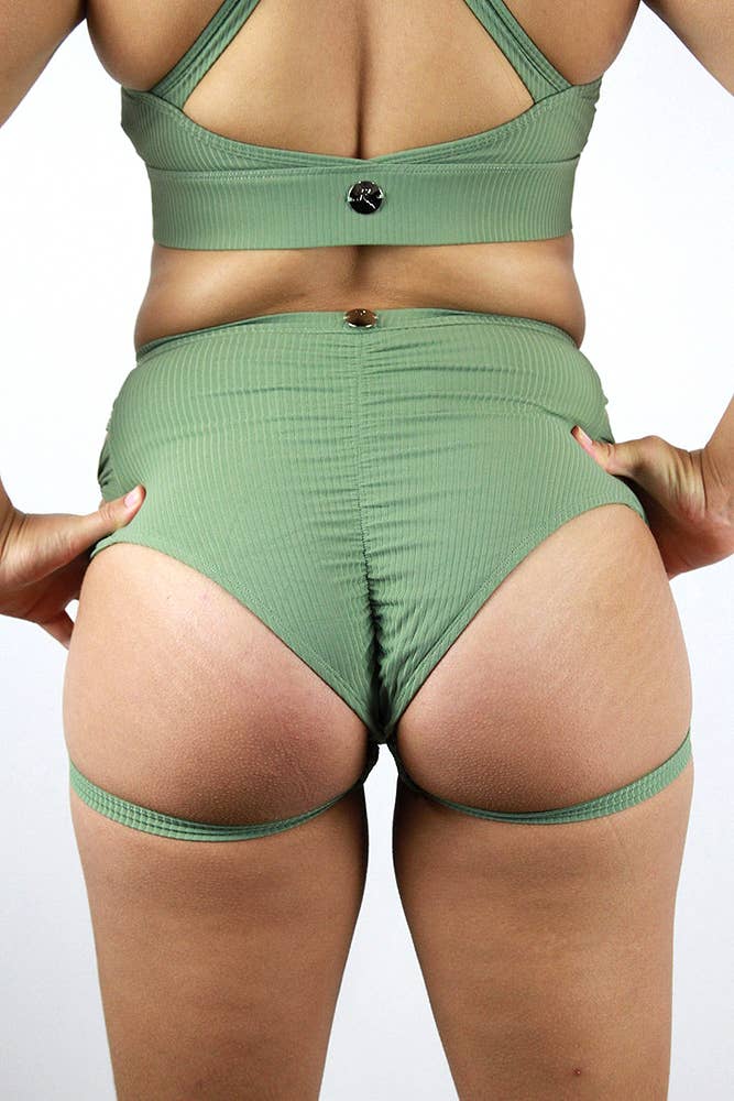 Sasha Mid Waist Garter Short - Sage Green for wholesale on Faire5