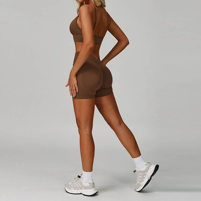 WONDERXFANS - Wholesale Activewear Set - Women's - seamless Sports Bra and shorts 2-Piece Set5