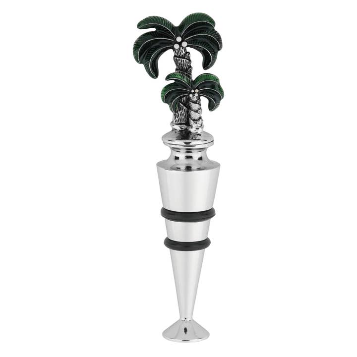 Palm Tree Zinc Alloy Wine Bottle Stopper, Painted for wholesale by Supreme Housewares