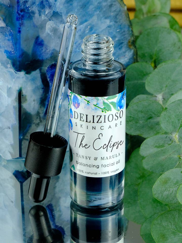 The Eclipse Blue Tansy Skin Balancing Facial Oil for wholesale by Delizioso Skincare Inc.
