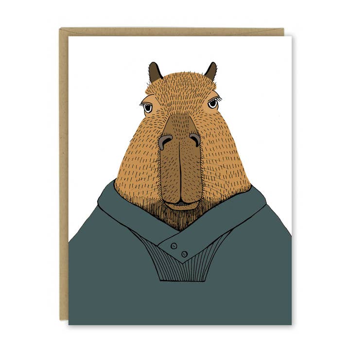 Big Bary the Capybara Greeting Card for wholesale by Sloe Gin Fizz