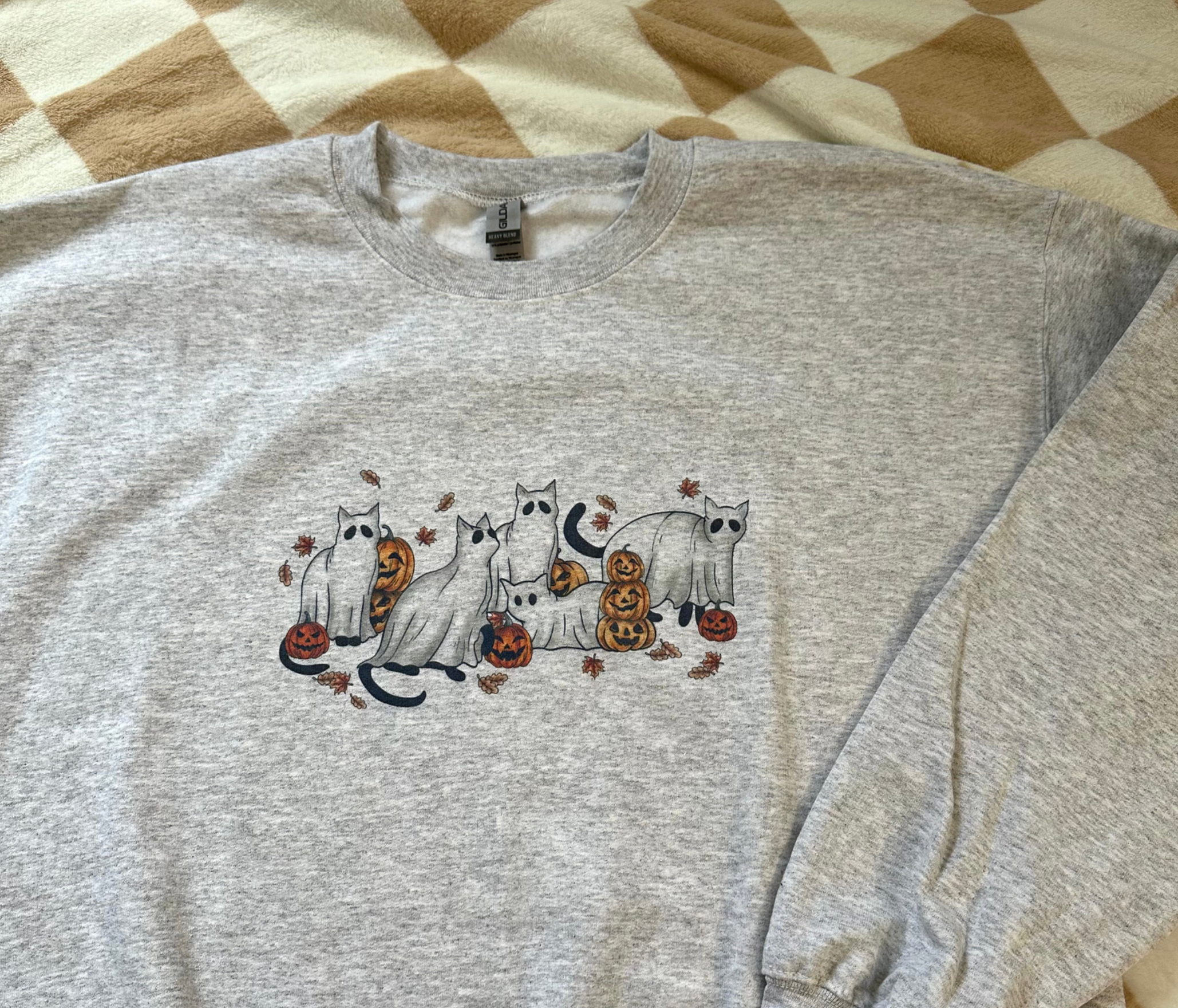 Rags Revived - Wholesale Graphic Sweatshirt - Women's - Halloween Ghost Cats Fall Autumn Sweatshirt2