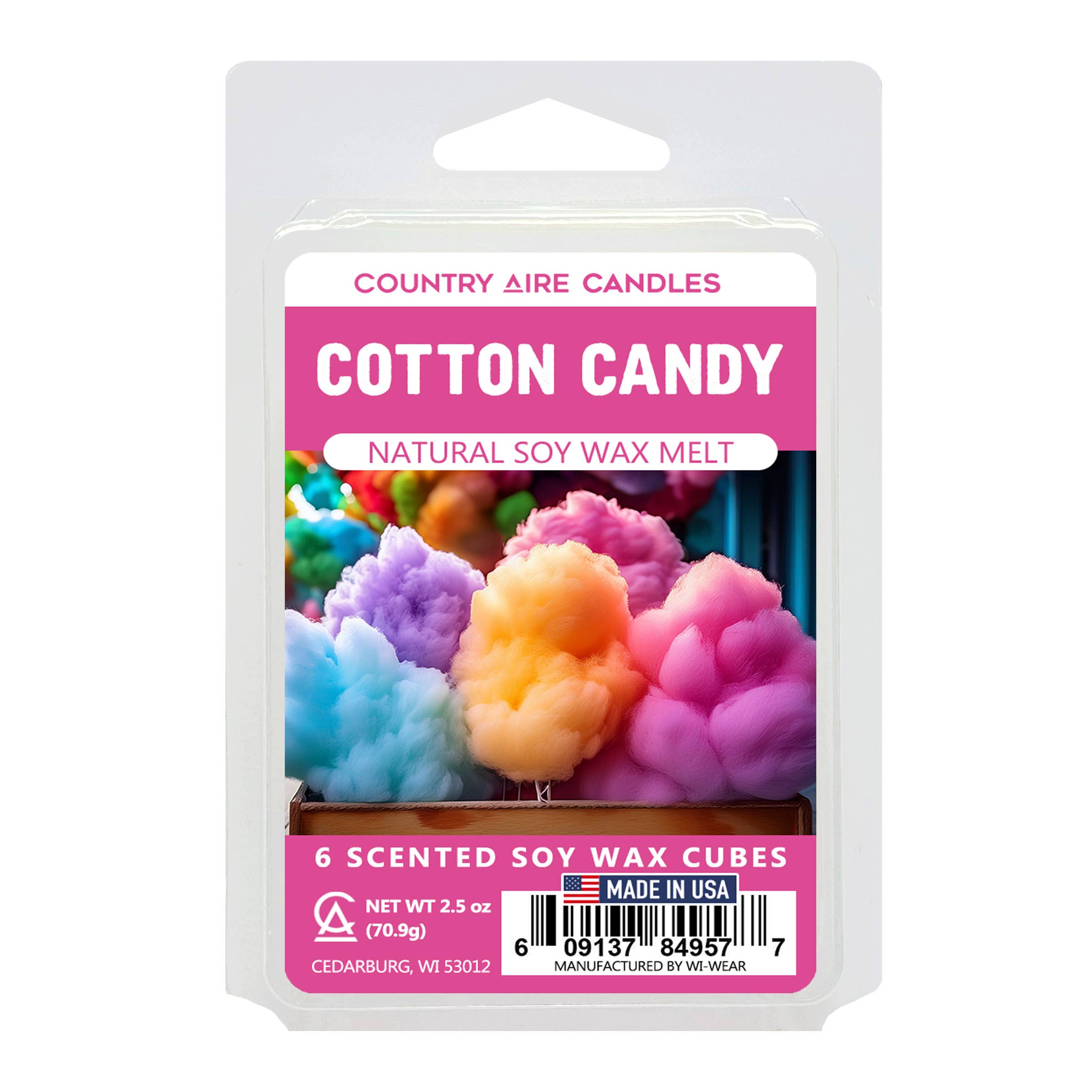 Wi-Wear - Wholesale Wax Melt - Cotton Candy Soy Wax Melt - Hand Poured Soy Wax Melt0
