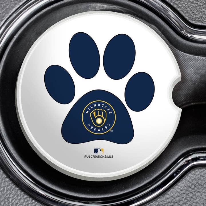 Posavasos de cerámica temáticos de los Milwaukee Brewers de la MLB - Diseño de Bigfoot llevando la bandera del equipo de 2,5" - Paquete de 2. para venta al por mayor de Fan Creations