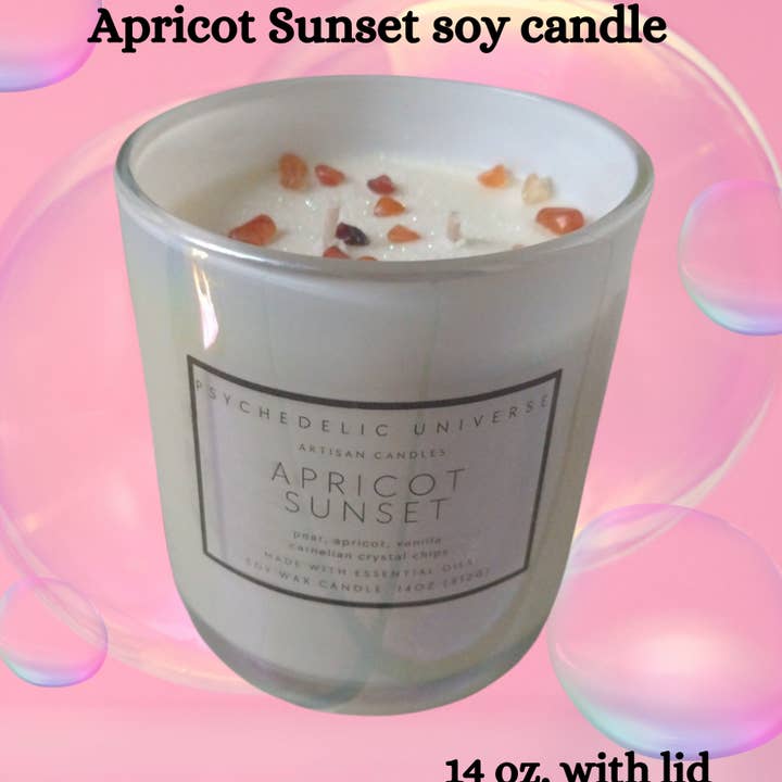 APRIKOS SUNSET 14 oz. soja kristall ljus för wholesale av Psychedelic Universe