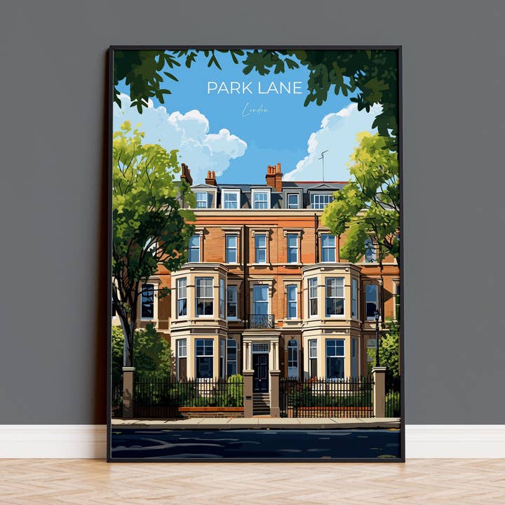 Park Lane Travel Poster Wall Art, Travel Print of Park Lane, London Poster, Park Lane Gift, Park Lane Art, London Art Lovers UK Travel Gift for wholesale by NQ Media Designs