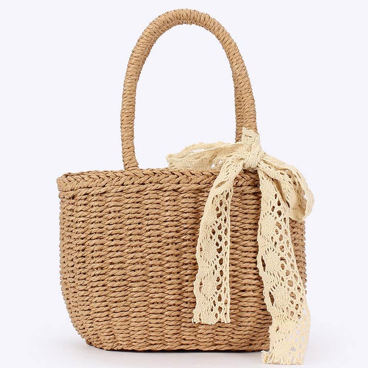 ACCITY - Wholesale Beach Bag - SOLID COLOR CASUAL PAPER ROPE HAND-WOVEN BAG_CWAB4704