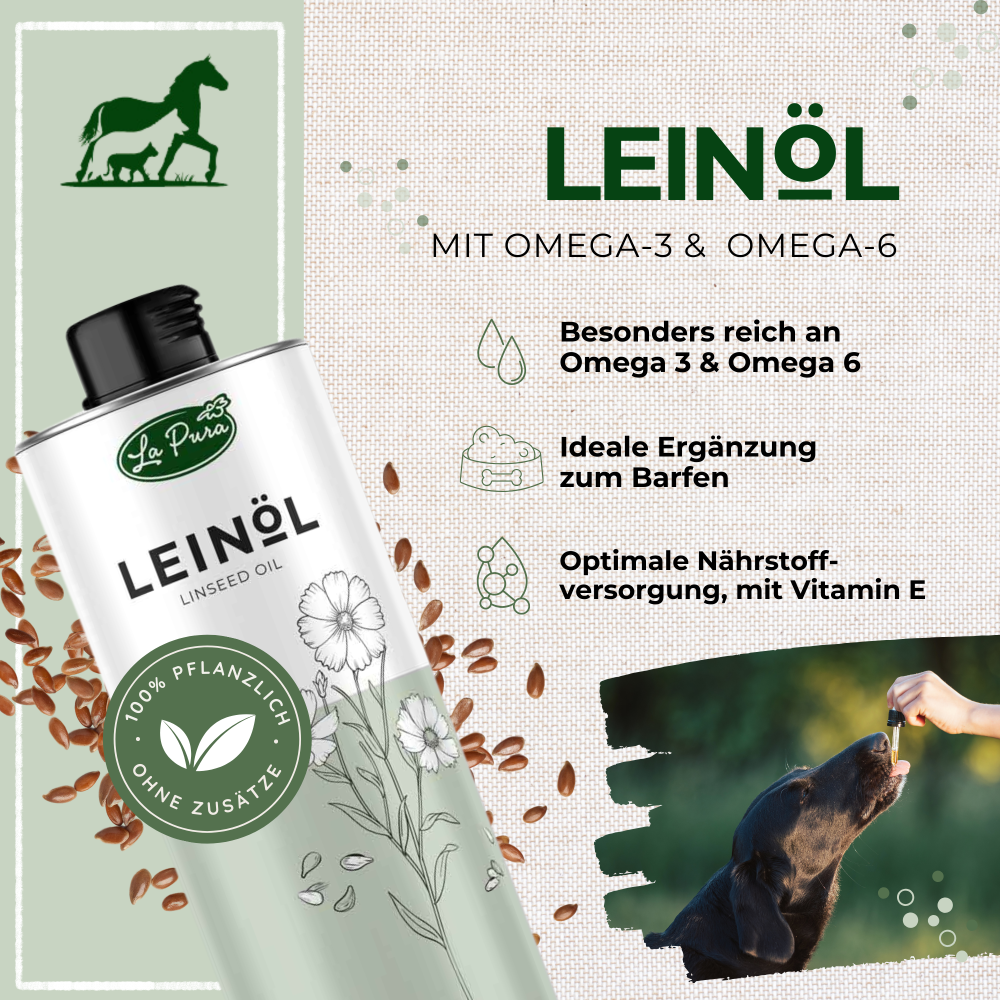 Kauartikel.com GmbH – Großhandel Nahrungsergänzungsmittel für Haustiere – Katze/Hund – LaPura Leinöl 1000 ml1