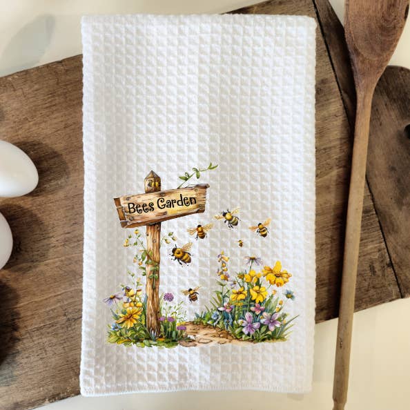 Bienen Garten Honigbiene Waffelgewebe Geschirrtuch Küchentuch für den Großhandel von Prairie Chicken Sticker Shop & Gifts