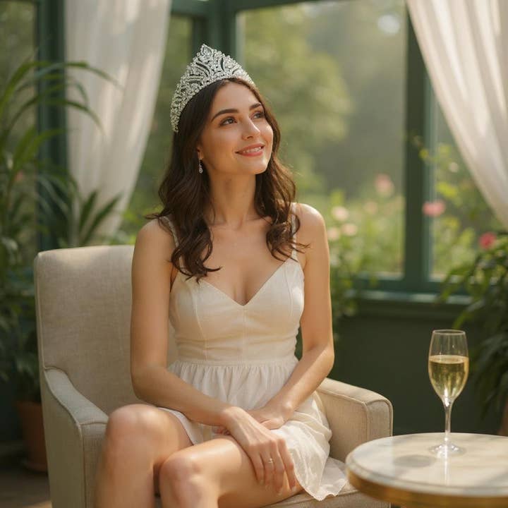 COLLECTION ATHENA - TIARA ÉTINCELANTE EN CRISTAL - AHB201ARGENT pour la vente par Athena Bridal Jewellery