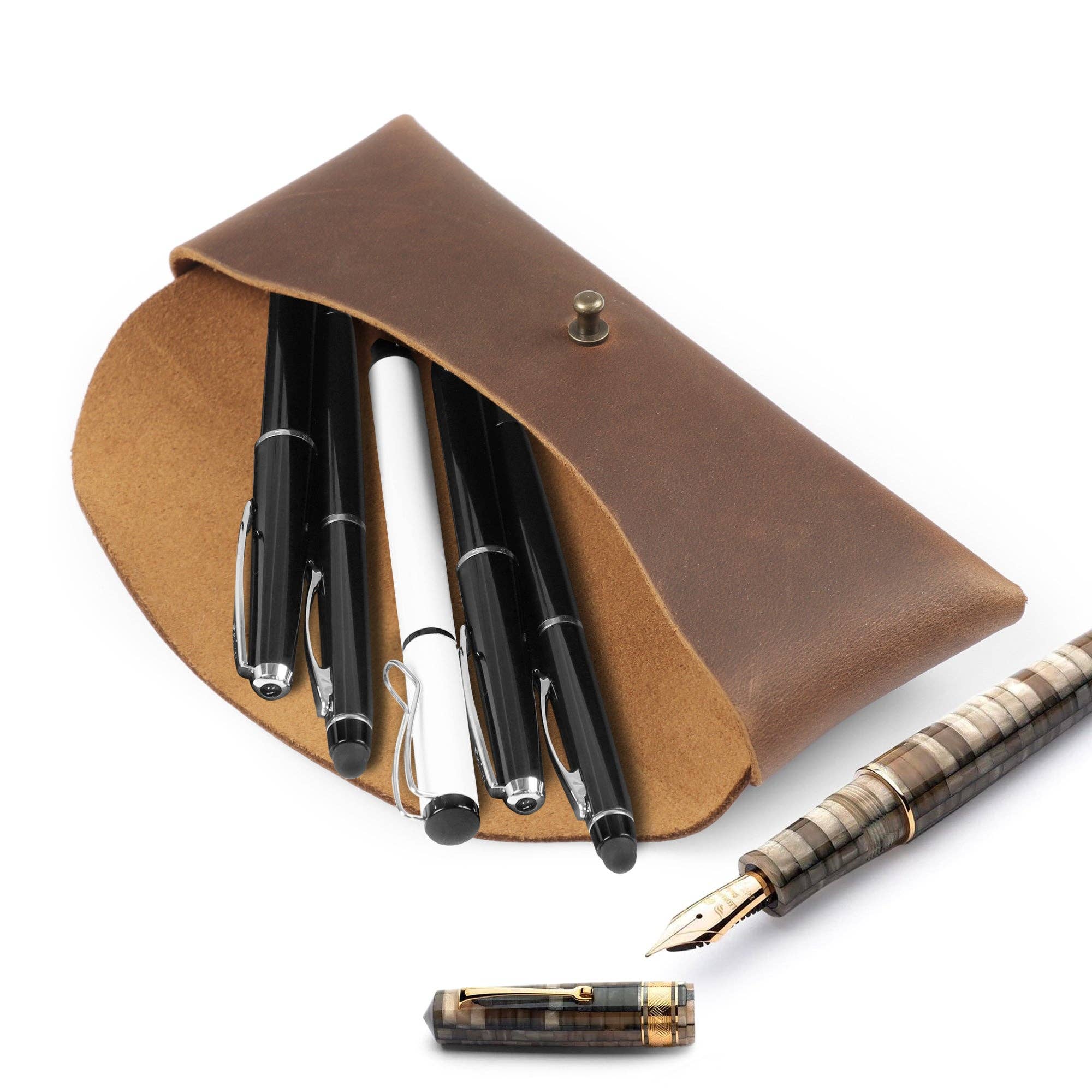 Londo – wholesale Pen & pencil holder – Londo Top Grain Leather Pen Case with Metal Snap Fastener, Pencil Pouch Stationery Bag39