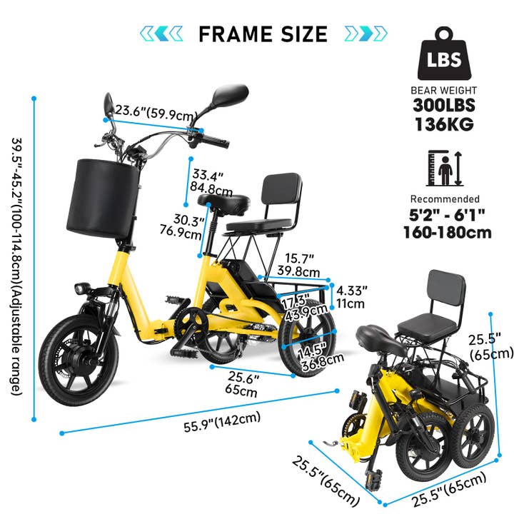 39F Inc. - Wholesale Bike/Scooter - Kids - Foldable Electric Tricycle for Adults with 350W Motor3