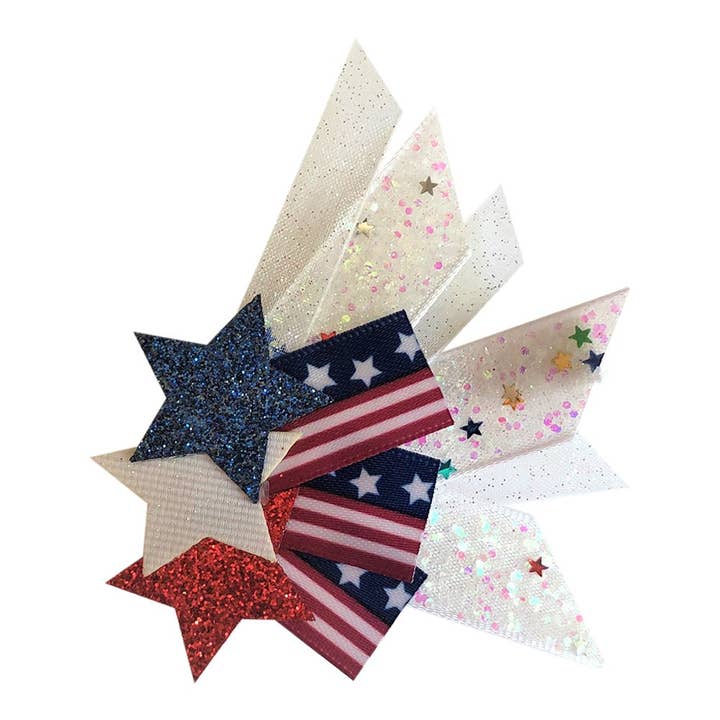 05 Patriotic Starburst Haarclip für Kinder für den Großhandel von Bows For Belles, LLC