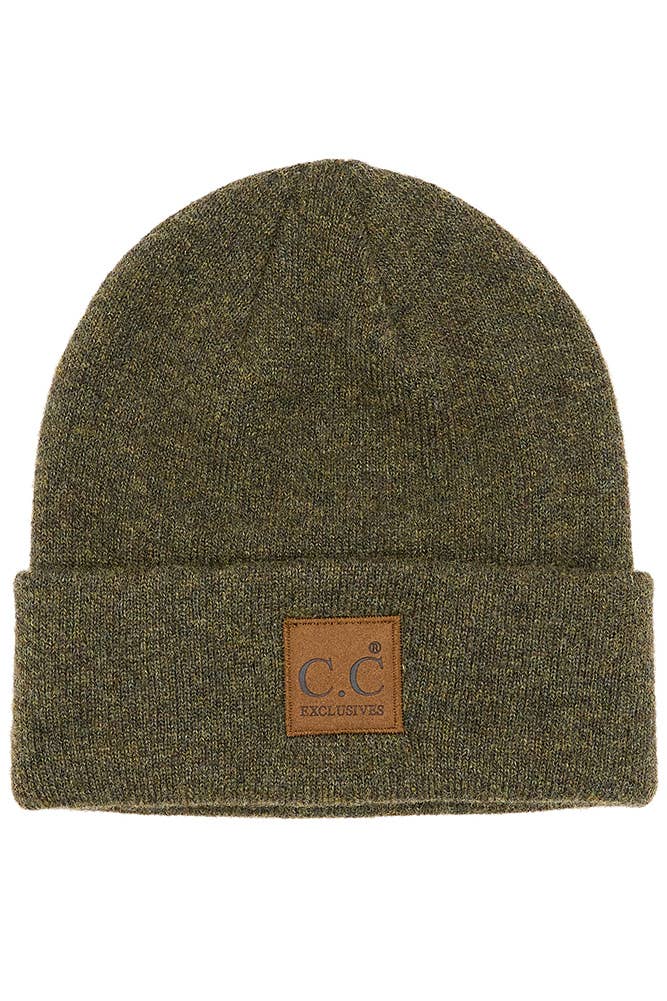 Hana - Wholesale Beanie - Women's - C.C Heather Knit Suede Patch Beanie Winter Hat12
