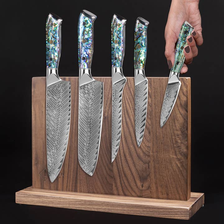 Blocco Coltelli Magnetico in Noce Nero - Porta Coltelli a Doppia Faccia per la vendita all'ingrosso da parte di Senken Knives