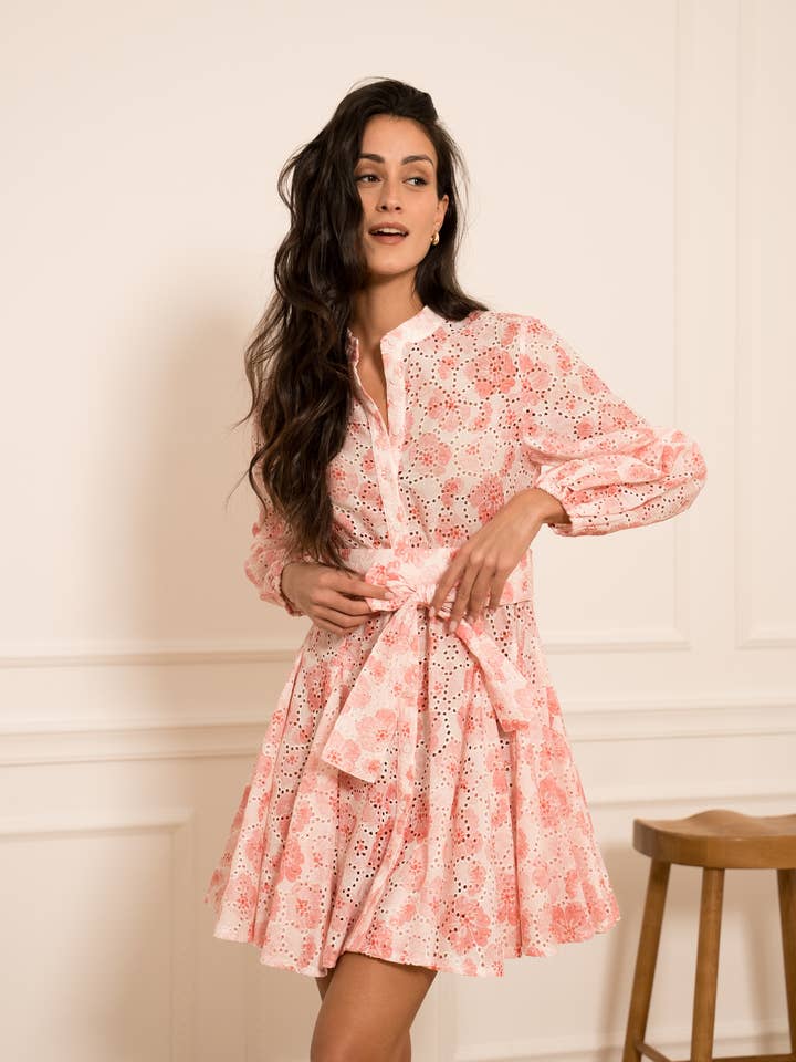 Sonia Skater Dress Embroidered Print SS26 - 80960-6 for wholesale by CHOKLATE PARIS