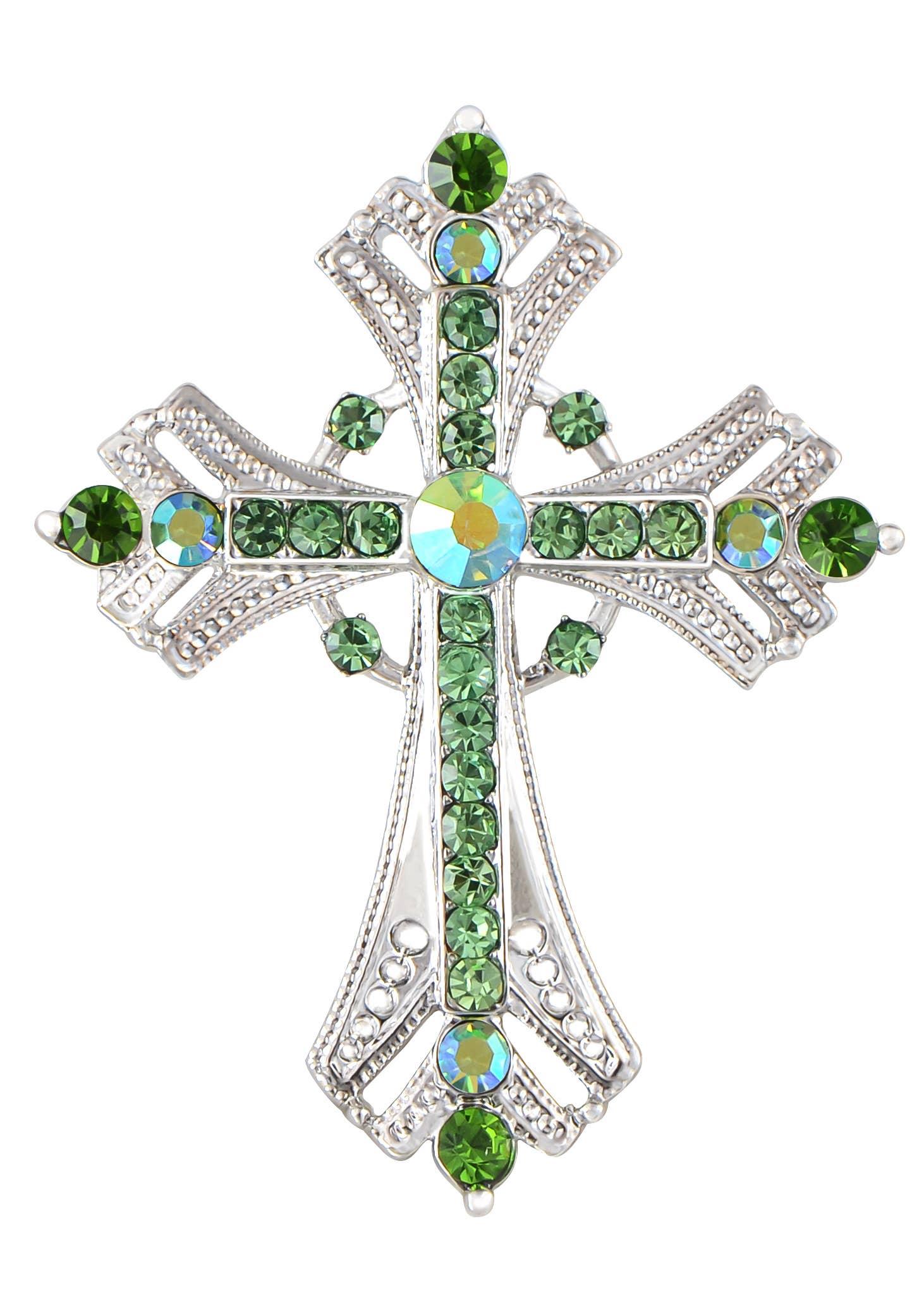 AK Brand - Vendita all'ingrosso Spille - Spilla a forma di croce religiosa argentata con strass6