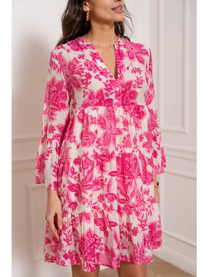 CHOKLATE PARIS - Wholesale Dress - Women's - Short printed silk dress Saint-Tropez - CK08110-2