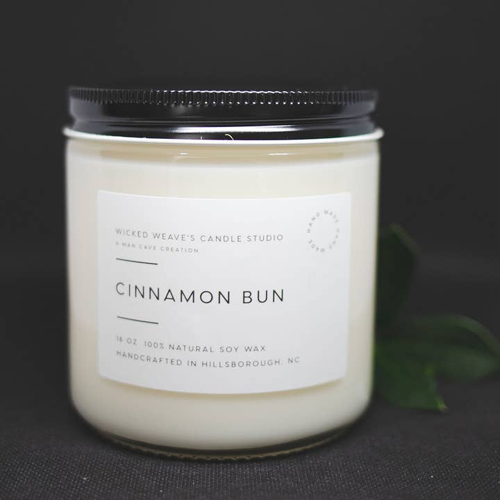 Wicked Weave’s Candle Studio - Wholesale Jar/Filled Candle - Cinnamon Bun Soy Wax Candle (4 Size Options)
