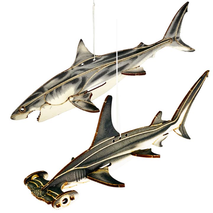 JCR WORK - Wholesale Mobile - SHARKS : Great White Shark + Great Hammerhead Shark Fam-Pack