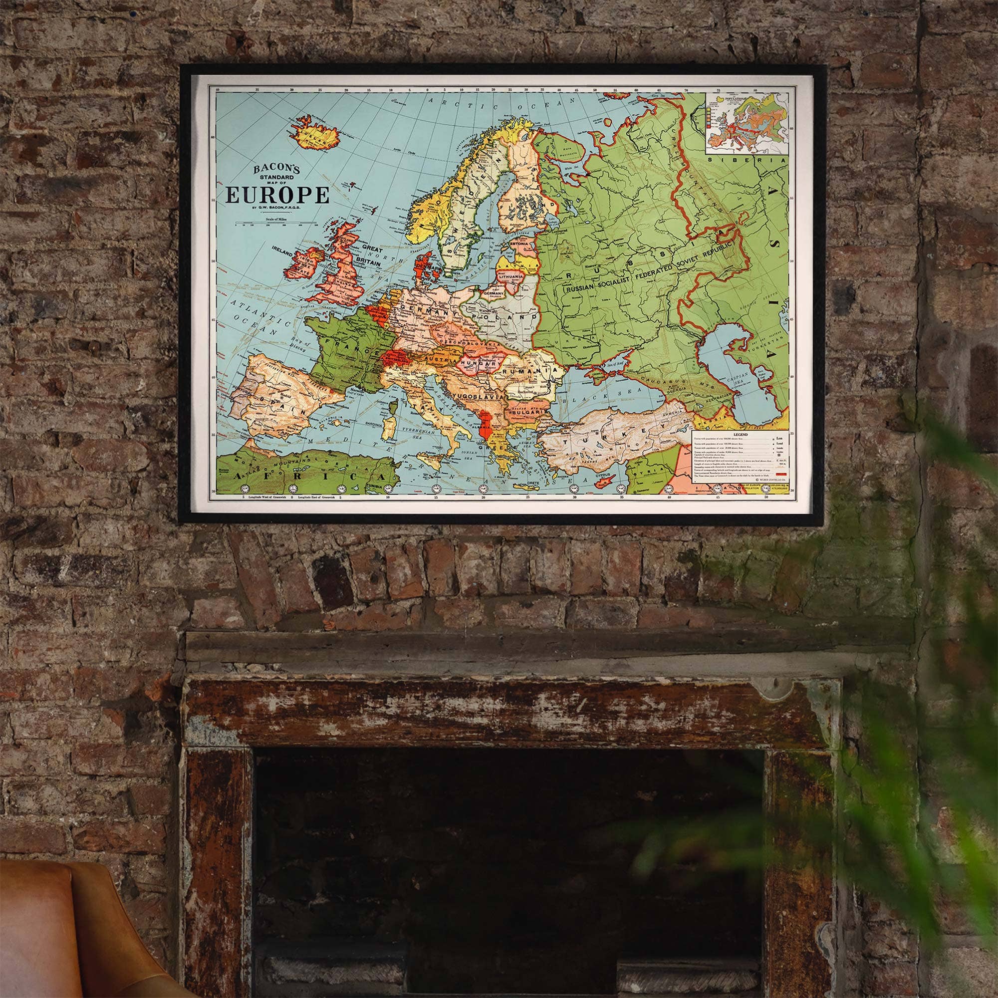 Ink & Drop – wholesale Map – Bacons standard map of Europe by George Washington3