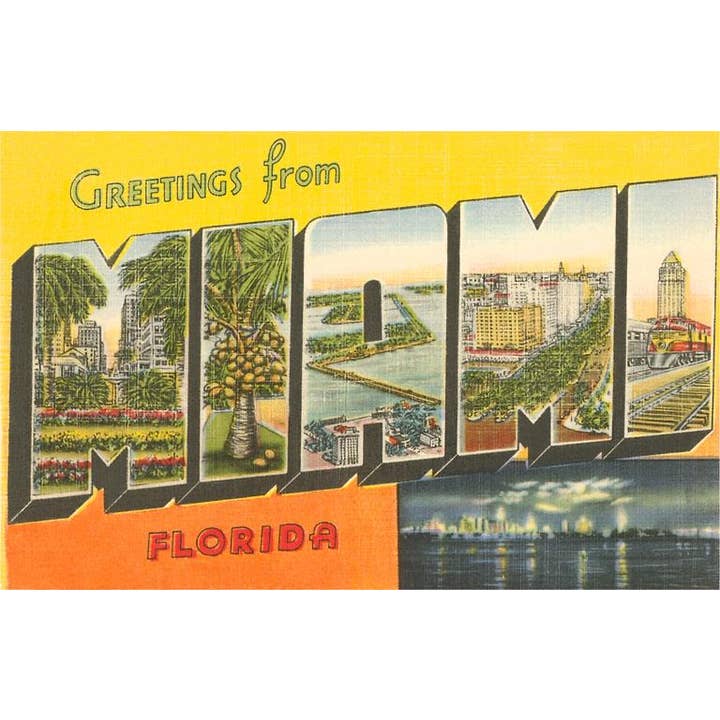 Kunstdruck FL-1253 Grüße aus Miami, Florida für den Großhandel von Found Image Press