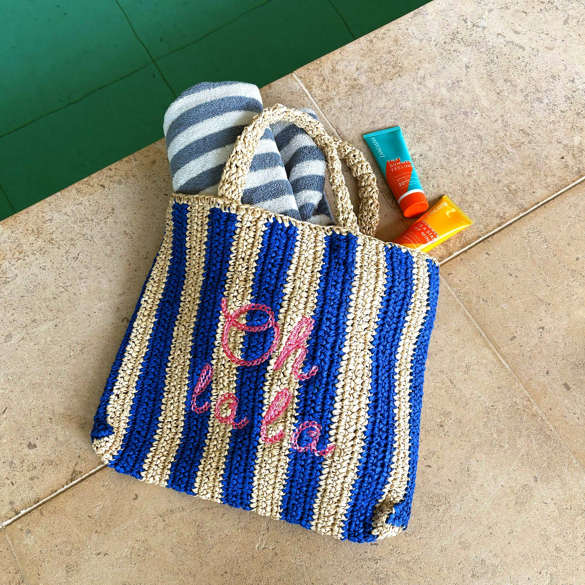 LillyLoves LTD - Wholesale Beach Bag - Oh la la Embroidered Straw Beach Bag2