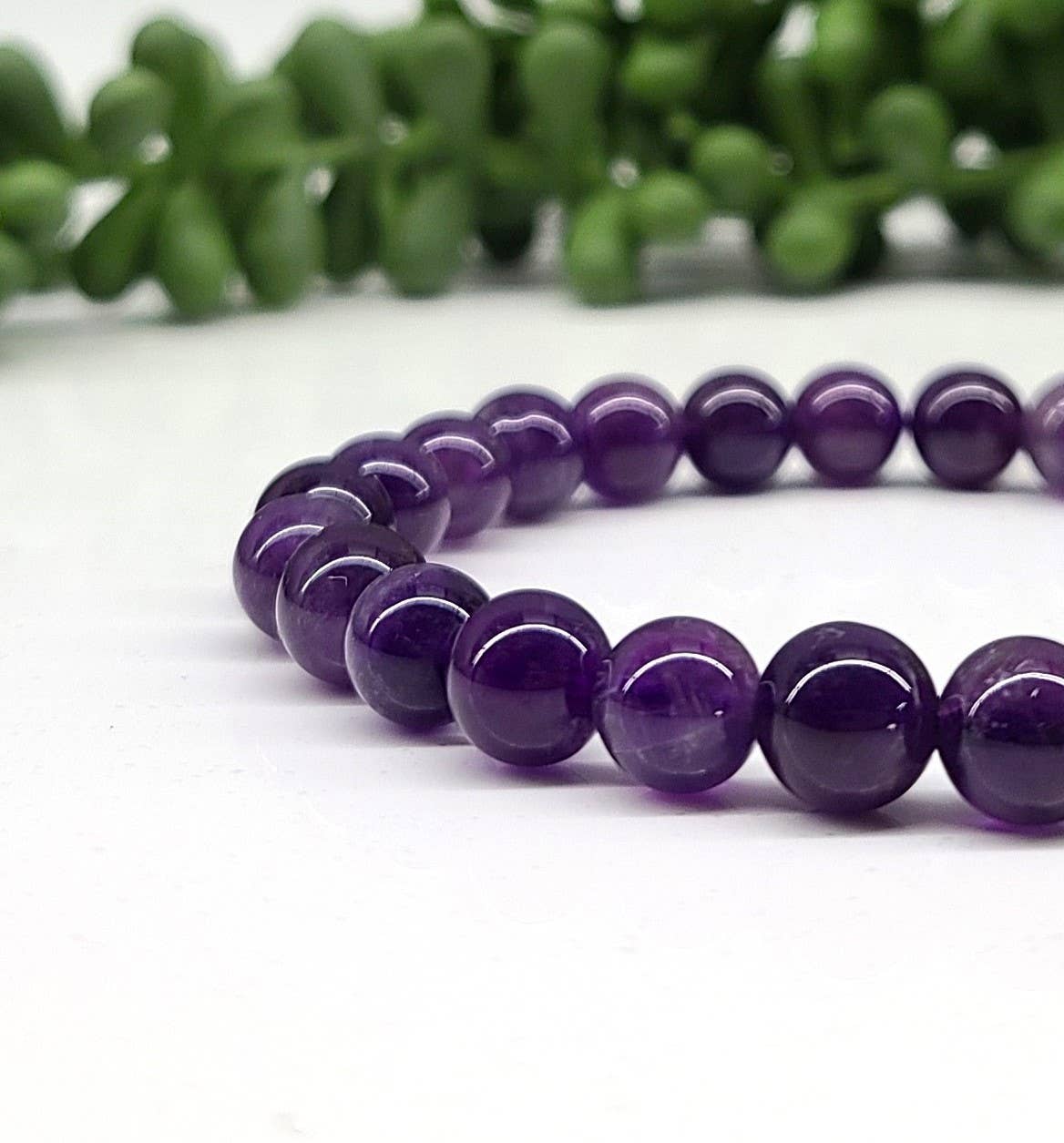 Meraki Gemstones - Wholesale Beaded bracelet - Amethyst Bracelet Stretchable 8mm Beads, 7.5 inches1