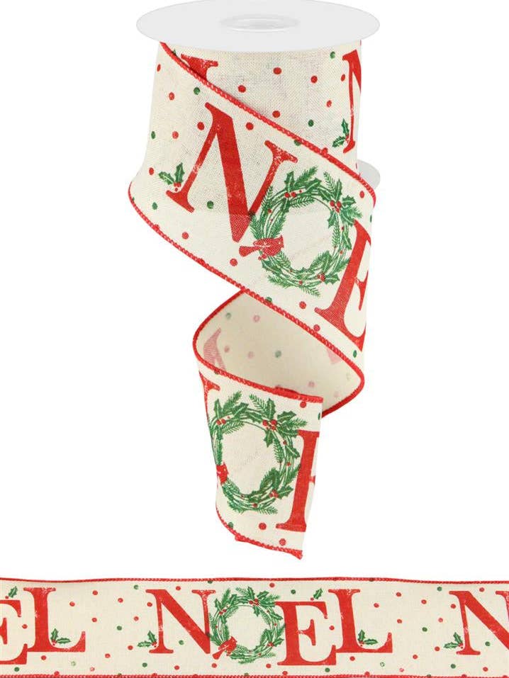 2.5"X10YD RUSTIC NOEL/ROYAL - CREAM/RED/GREEN - RG01583C2 for wholesale by General Wholesale Inc