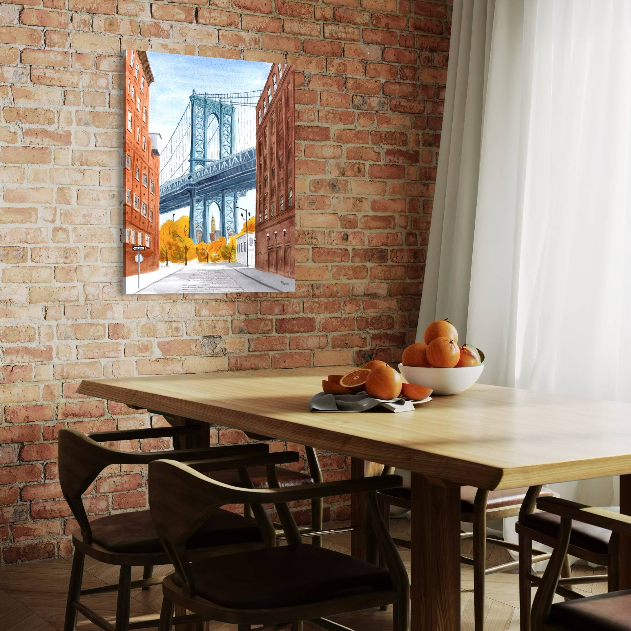 Pintalustika - Joyful Urban Illustrations - Wholesale Art Print - Manhattan Bridge View from Dumbo – NYC Watercolor Art Print4