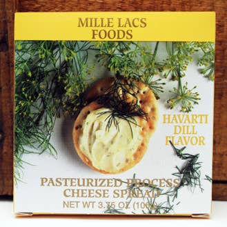 ML43305 Tartinade de fromage en boîte à l'aneth Mille Lacs Havarti 3,75 oz pour la vente par Northwoods Food and Gift Enterprises