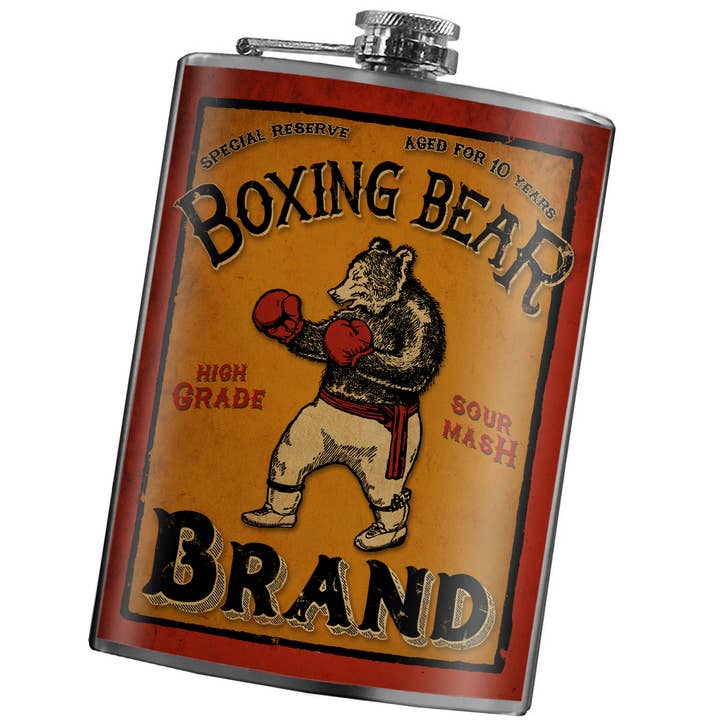 Flask - Boxing Bear for wholesale by Lucky Jack