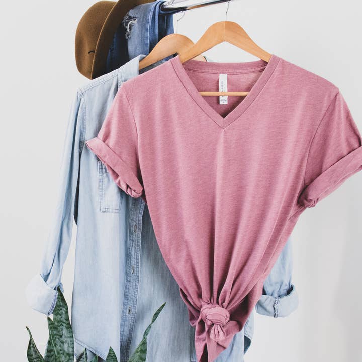 Top Crate - Wholesale Screen Printed T-Shirt - Women's - Custom 2-sided Graphic V-Neck -Your design7