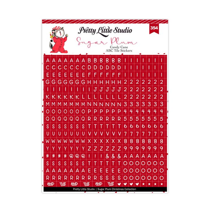 ABC Alphabet Tile Stickers (Candy Cane), Christmas, Red for wholesale by Pretty Little Studio