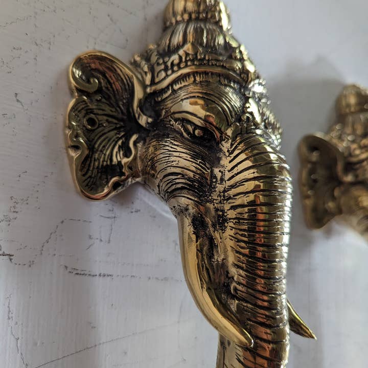 Olifant/Ganesha deurgreep, vintage bronzen olifant deurgreep voor wholesale door Ubud Glass