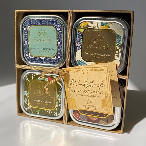 Creative Energy Candles - Wholesale Travel Candles - Woodstock Gift Set | 2-in-1 Soy Lotion Candles1