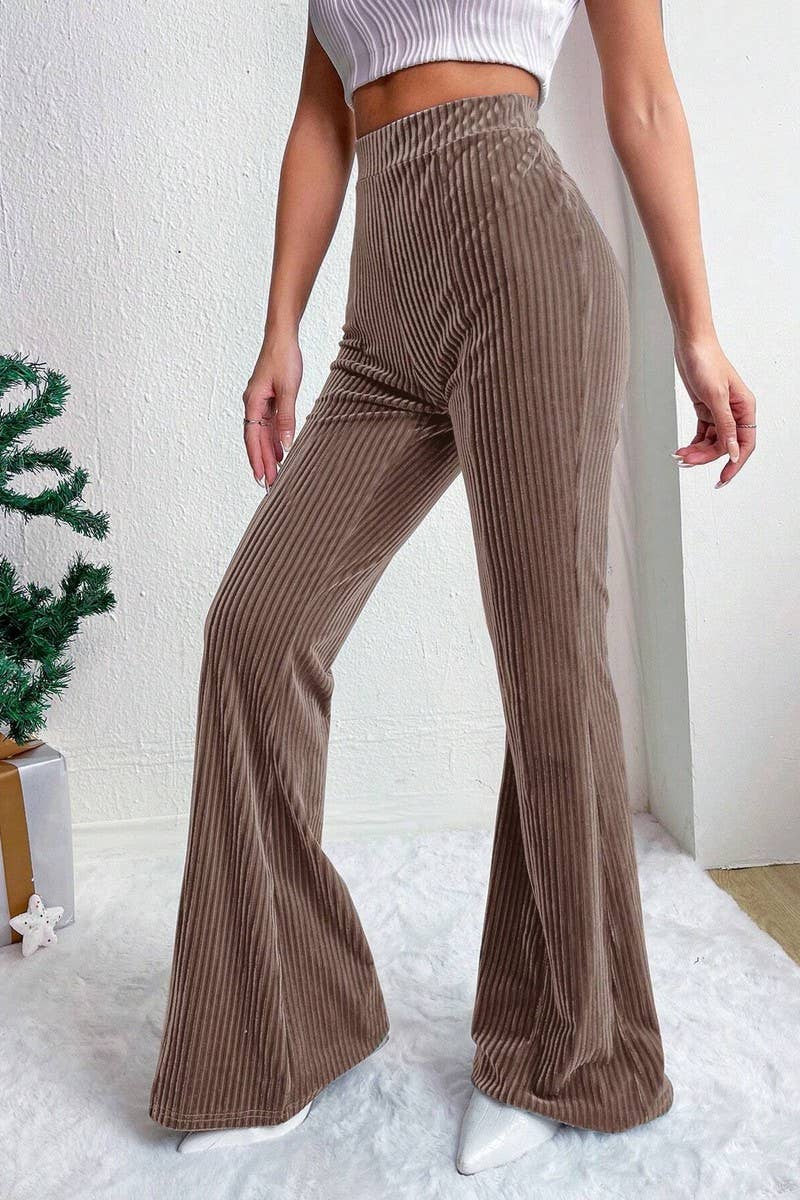 NINEXIS - Wholesale Pants - Women's - CWBLP1369_SOLID COLOR HIGH WAIST CORDUROY FLARED PANTS5