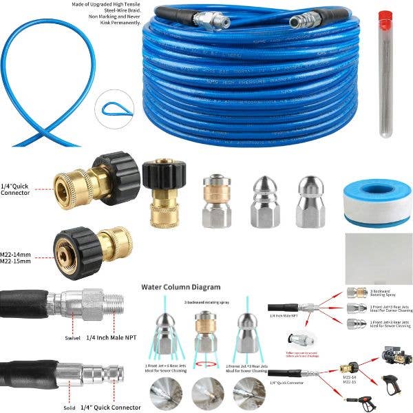 High Pressure Hose Set - Power Wash Hose - BLUE - 50 Footer for wholesale by St. Louis Wholesale LLC